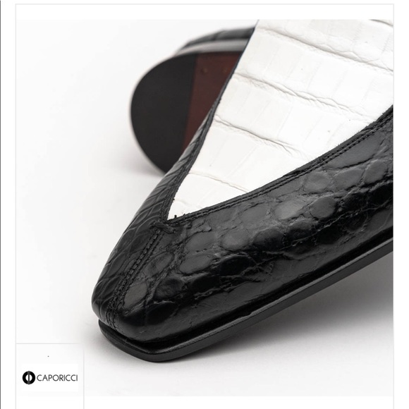 Caporicci 203 Alligator Split Toe Loafers Black / White - Picture 3 of 6